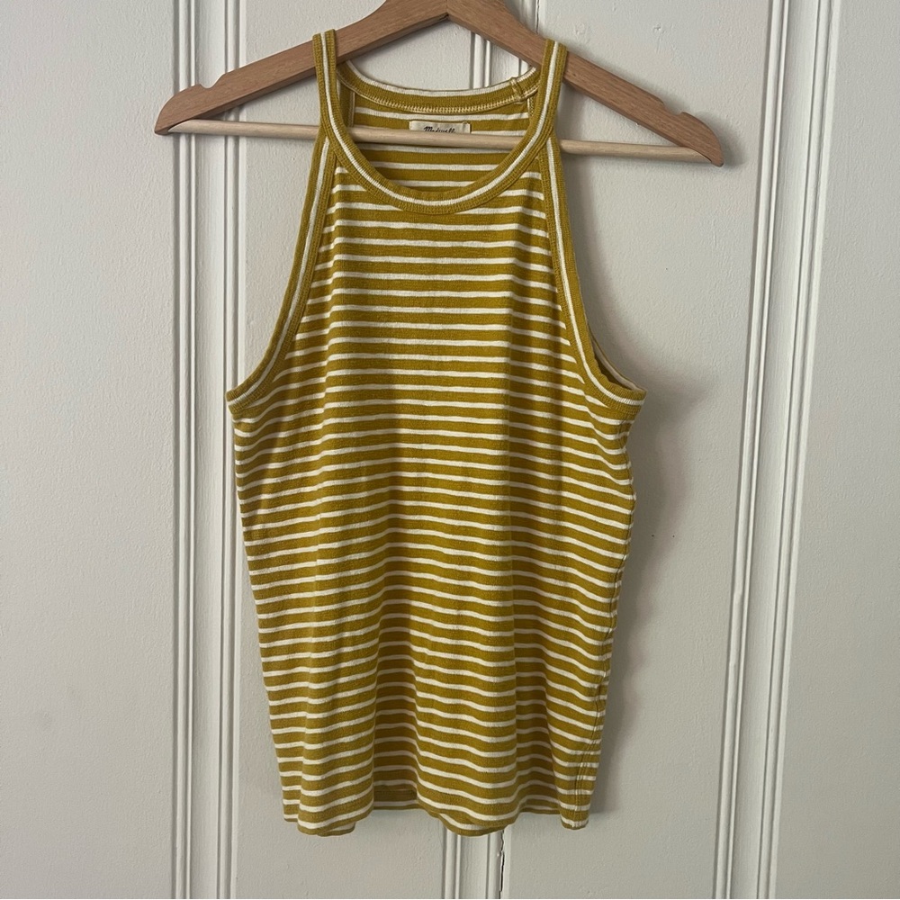 Madewell yellow stripe high neck tank